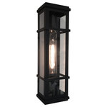 Artcraft Lighting - Artcraft Granger Square Outdoor Wall Light in Black - The "Granger Street" collection of modern exterior lighting designed by S&C, has clear glassware which is frame in its precise linear frame. Shown in black and available in stainless steel. Due to the California Title 20 regulations, replaceable light bulbs will not be included with any product sold to customers in California.  This light requires 1 , 60W Watt Bulbs (Not Included) UL Certified.