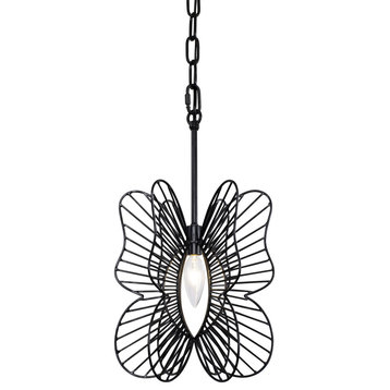 Varaluz 330M01 Monarch Butterfly 9"W Decorative Single Pendant - Black