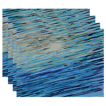 Polyester Decorative Placement, Abstract Coastal, Set of 4