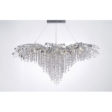 Branch Chandelier With Champagne Beaded Crystals, Silver