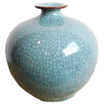 Turquoise Crackle Ceramic Pot