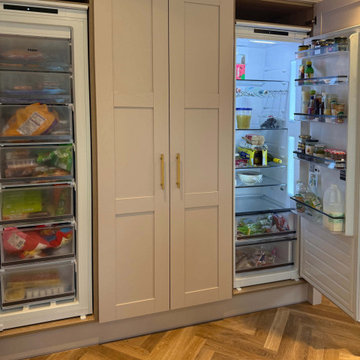 Green & Light Pink Shaker Kitchen in Thrapston