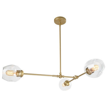 LNC Modern 3-Light Matte Gold Chandelier With Glass Shade for Living Room