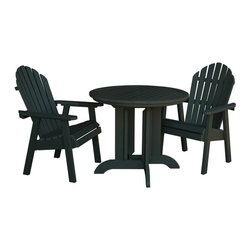 Highwood - Highwood Adirondack Hamilton 3pc Round Dining Set - AD-DNA36, Charleston Green - Outdoor Dining Sets