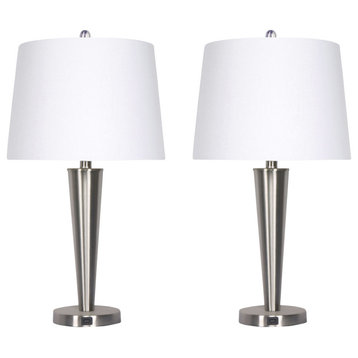 Metal,s/2,25"h,slim Cone Table Lamps,nickel