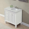 36 Inch White Bathroom Vanity, Sink on the Right