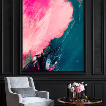 Original Large Pink Green abstract Modern Painting Minimalist