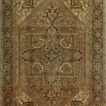 Noori Rug - Fine Vintage Michel Brown Rug - Bring new energy to a room with this distressed wool rug. With its traditional oriental pattern and faded color scheme, the rug puts a modern spin on a classic Heriz rug.
