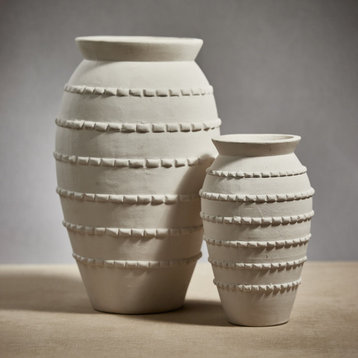 Tommaso White Earthenware Vase, 20"