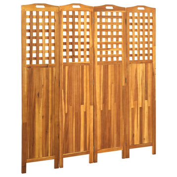 vidaXL Room Divider 4 Panel Privacy Screen for Room Separation Solid Wood Acacia