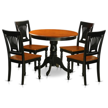 Atlin Designs Antique 5-piece Wood Seat Dining Set in Black and Cherry