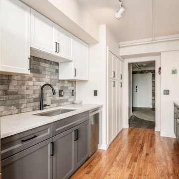 Galley Style Kitchen Remodel Done in Two-Tone Cabinets
