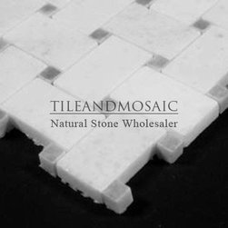 Statuary Crystal White Marble Italian Statuario Basketweave Mosaic Tile with Bar - Products
