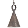 Madison Pendant, Punched Tin Witch's Hat, Blackened Tin