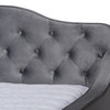 Transitional Grey Velvet Fabric Upholstered Button Tufted Queen Size Daybed