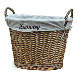 17.5 in. W x 14.3 in. D x 13 in. H Wicker Laundry Basket with White Liner - Hampers