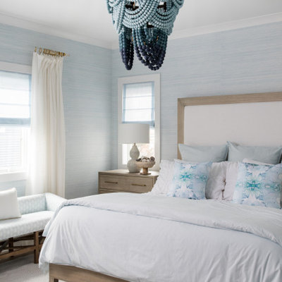 Beach style bedroom photo in New York