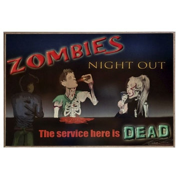 Zombies Night Out Birch Wood Print