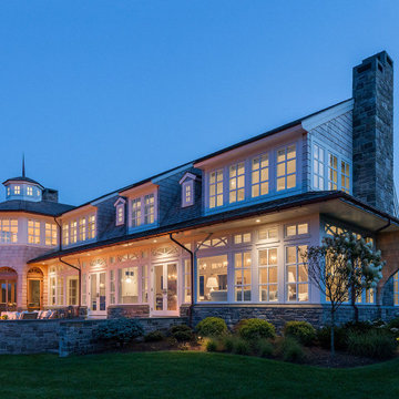 North-by-Northeast Evening Lighting & Landscape - Custom Cape Cod Beach House