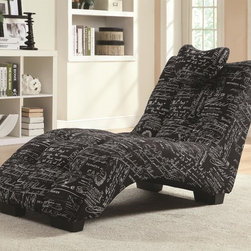 Coaster 550106 Black Fabric Lounge Chaise with Pillow Top - Indoor Chaise Lounge Chairs