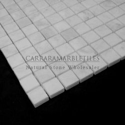 White Carrara Marble Italian Bianco Carrera 1x1 Mosaic Tile Honed - Products