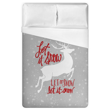 Let It Snow My Deer Queen Brushed Poly Duvet Cover