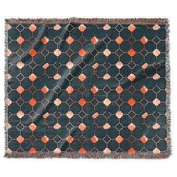 "Orange Grid" Woven Blanket 60"x50"