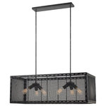 Cal - Cal Evanston - Six Light Mesh Chandelier, Iron Finish - Durable metal constructionMetal mesh shadeIncludes two sets of three light socket basesShips in one carton6 foot cord.Warranty: 1 yearIron Finish * Number of Bulbs: 6 * Wattage:60W * Bulb Type:A19 * Bulb Included: No * UL Approved: