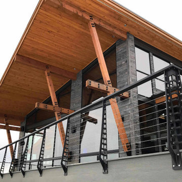 Industrial Style Deck Railing with Mountain Vista