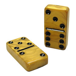 Double 6 Tournament Size Gold Dominoes - Game Table Accessories