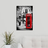 "Loving Couple Kissing and Red Telephone Booth, London" Wrapped Canvas Art Pr