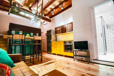 Inspiration for an industrial living room remodel in Barcelona