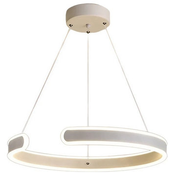 Modern LED Chandelier in the Shape of Ring for Bedroom, Living Room, Dia15.7xh27.6", A, 3 Colors No Remote