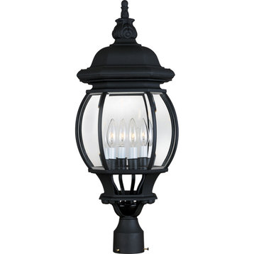 Crown Hill 4-Light Outdoor Post Lantern, Black
