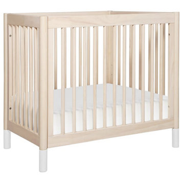 Babyletto Gelato 4 in 1 Convertible Mini Crib in Washed Natural with White Feet