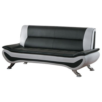 Valentino Italianate Sofa, Black and White Leather