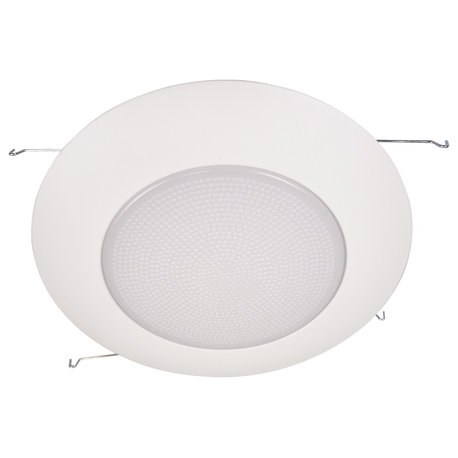 6" White Lexan Flat Albalite Shower Trim with Plastic Trim Ring, Albalite Lens
