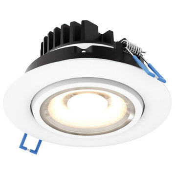 4" Round Wet Rated Recessed LED Gimbal Light, 5CCT, White