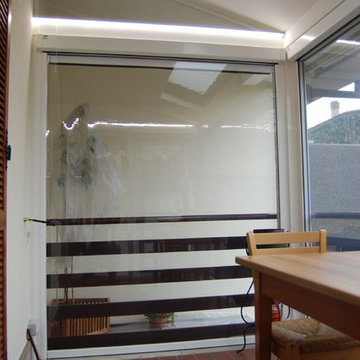 Chiusura Balcone con tende cristal trasparente e zanzariere