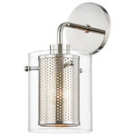 Mitzi by Hudson Valley Lighting - Elanor 1-Light Wall Sconce, Polished Nickel - Elanor's light peeks through perforated metal. A glass shade completes the subtle allure.