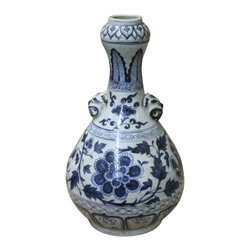Blue & WhiteChinese Blue White Porcelain Suantouping "Garlic Head Shape" Vase - Vases