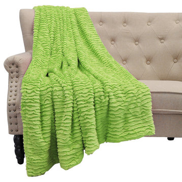 Air Brushed Colleen Oversized Faux Fur Throw Blanket, Dark Dirton Green, 60x70