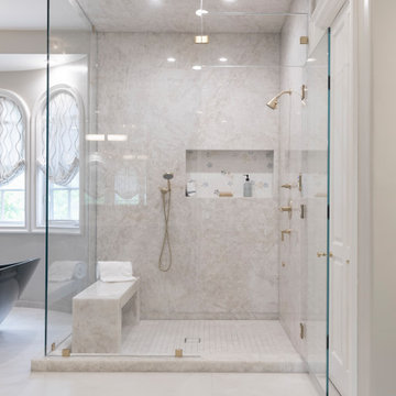 A Large Transitional Master Bath Remodel for an Estate Client