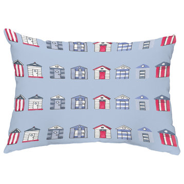 Multi Beach Hut 14"x20" Decorative Stripe Outdoor Pillow, , Blue