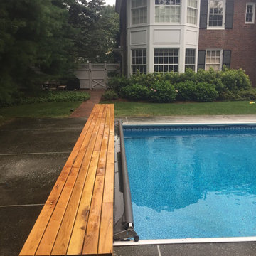 Automatic Pool Cover - Black Locust Wood and Concrete
