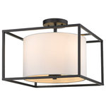Golden Lighting - Golden Lighting Manhattan 3-Light Semi-Flush Mount, Matte Black, 2243-SFBLK-MWS - This simple and versatile look is at home in transitional to modern settings. The smooth, matte black finish adds a contemporary feel. The neutral white shade dresses up the look, while softening the geometric lines and gently diffusing the light. This semi-flush is ideal for a hallway, nook or entry.
