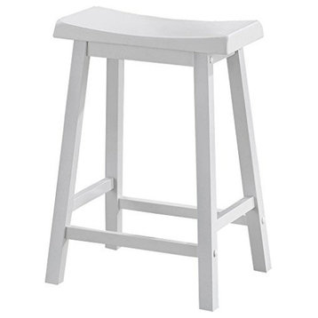 Monarch Specialties, Saddle Seat Bar Stools, White, 24", Set of 2