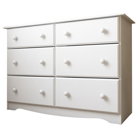 100% Solid Wood Double Dresser, White