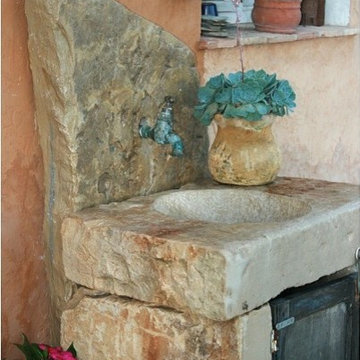 Patio layout showcasing our unique stone elements in architectural settings.