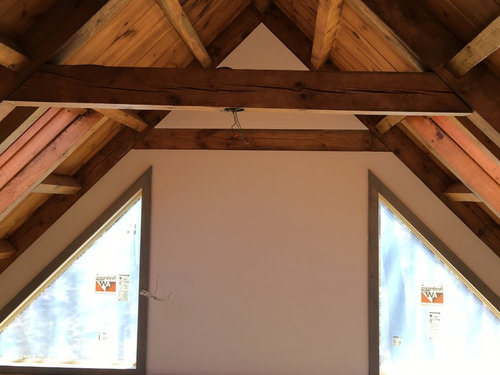 Brown Wood Or White Ceiling Fan In Post And Beam Vacation House